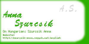 anna szurcsik business card